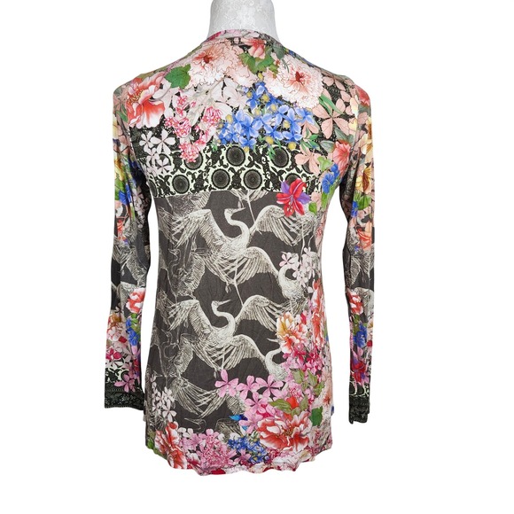 JOHNNY WAS LOS ANGELES Womens XS Long Sleeve Cranes Floral Print Bamboo Viscose - Picture 5 of 9